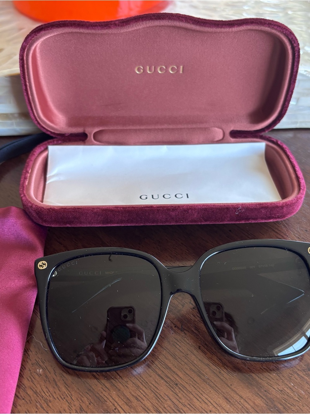 Gucci Black Oversized Square Sunglasses with Gold Logo